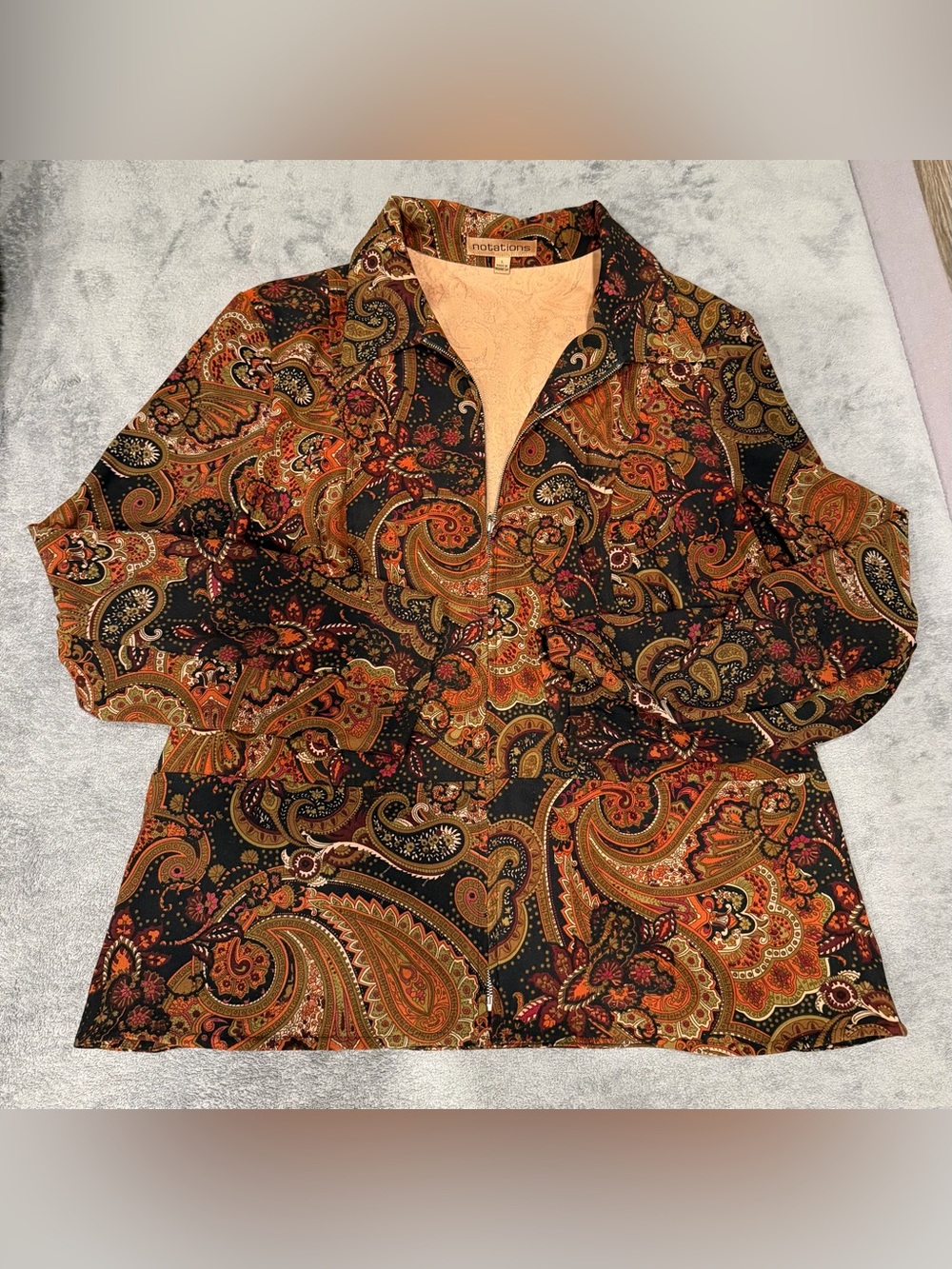 Notations Paisley Zip top in Black and Brown
